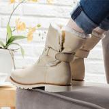 Round-toe flat-bottomed large size ladies new mid boots - Trendha