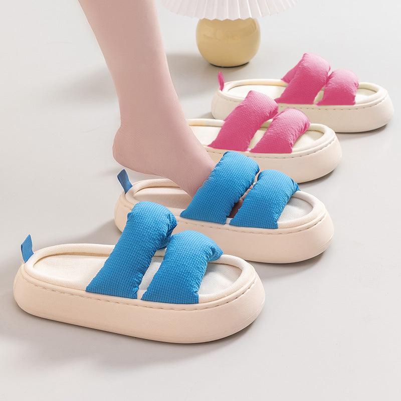 Four Seasons Linen Slippers Women's Thick Bottom Indoor Home Furnishing Fabric Art - Trendha