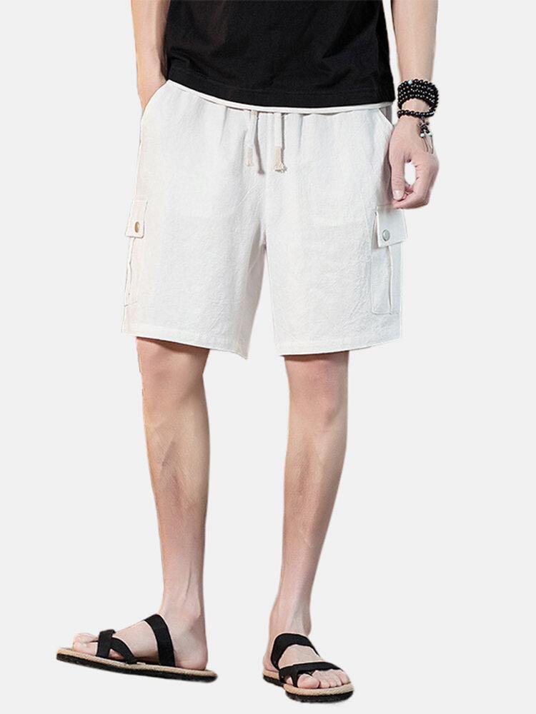 4 Colors Mens Solid Color Drawstring Casual Shorts With Pocket - Trendha