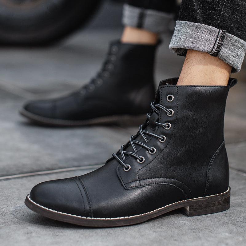 Men's shoes plus cashmere cotton shoes leather boots ankle boots - Trendha