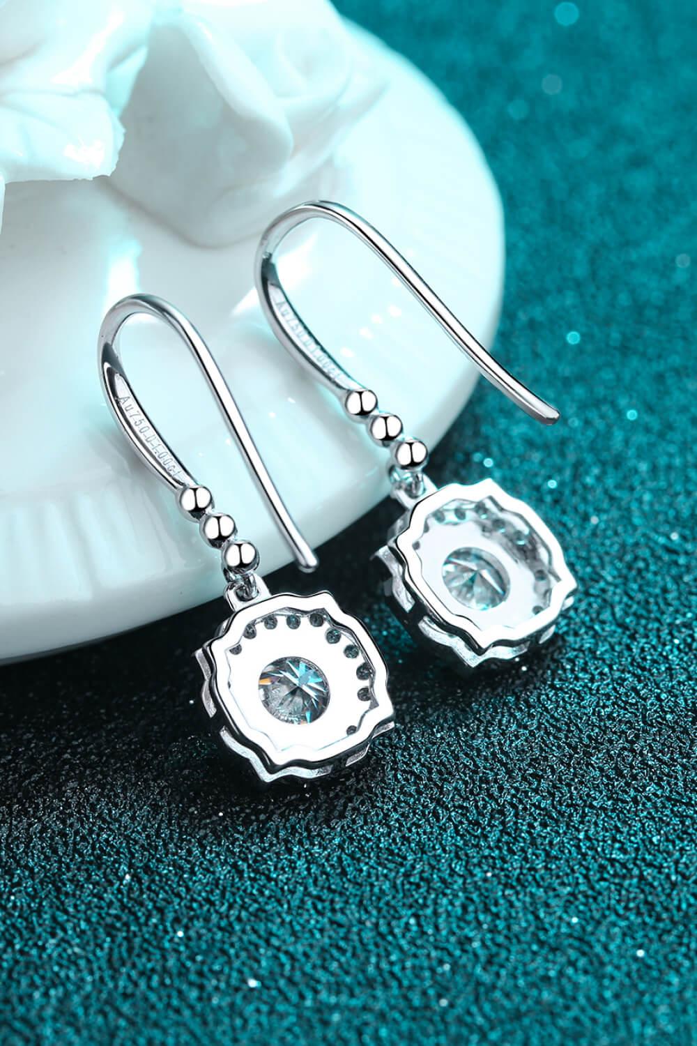 925 Sterling Silver Moissanite Hook Earrings - Trendha