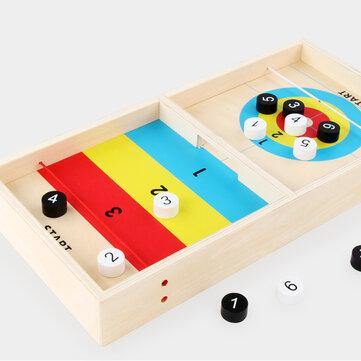 2 IN 1 Wooden Shuffleboard Tabletop Board Game Two-Silde Play Toys for Kids Gift - Trendha