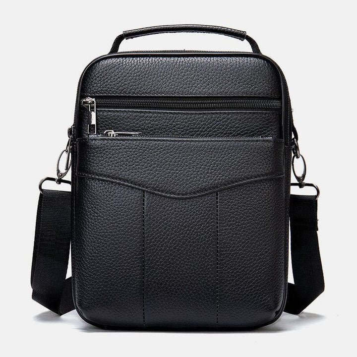 Men Genuine Leather Retro Business Vertical Handbag Crossbody Bag - Trendha