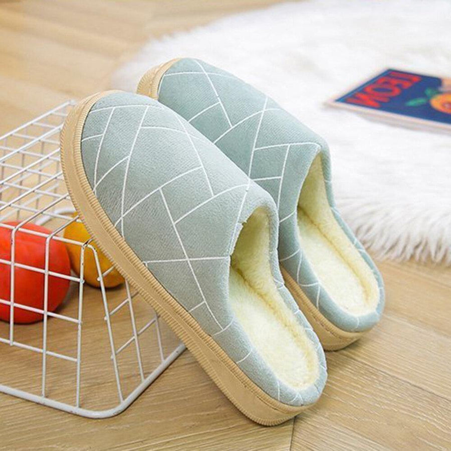 Women Casual Geometric Printing Closed Toe Warm Lining Home Slippers - Trendha