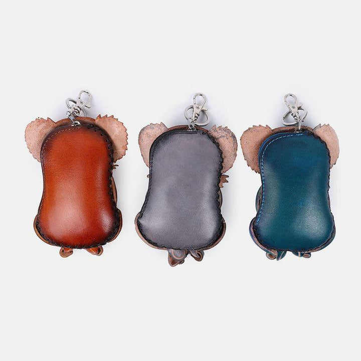 Unisex Genuine Leather Casual Cute Outdoor Cartoon Animal Koala Shape Small Coin Bag Wallet - Trendha