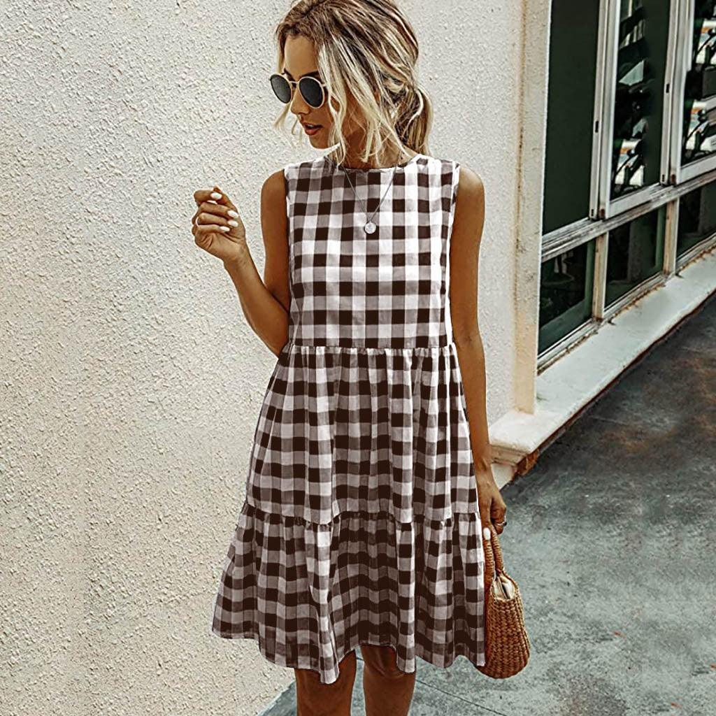 Plaid loose women's dress - Trendha