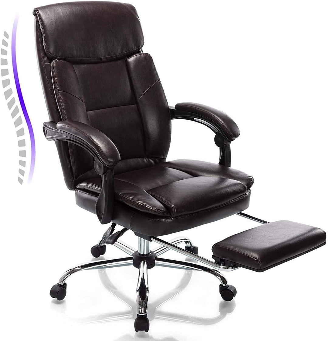 Blazezo Big & Tall Office Chair with Footrest- Bonded Leather Desk Chair Swivel Rolling High Back Computer Chair Adjustable Ergonomic Task Chair - Trendha
