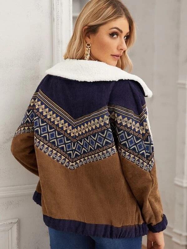 Women's Polyester Corduroy Coat
