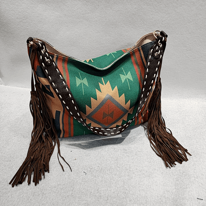 Women Felt Vintage Geometry Pattern Large Capacity Shoulder Bag Tote Handbag With Tassel - Trendha