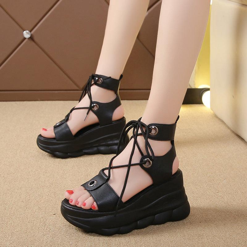 Inner Heightening All-match Fish Mouth Women's Sandals Wedge Platform Platform Shoes - Trendha
