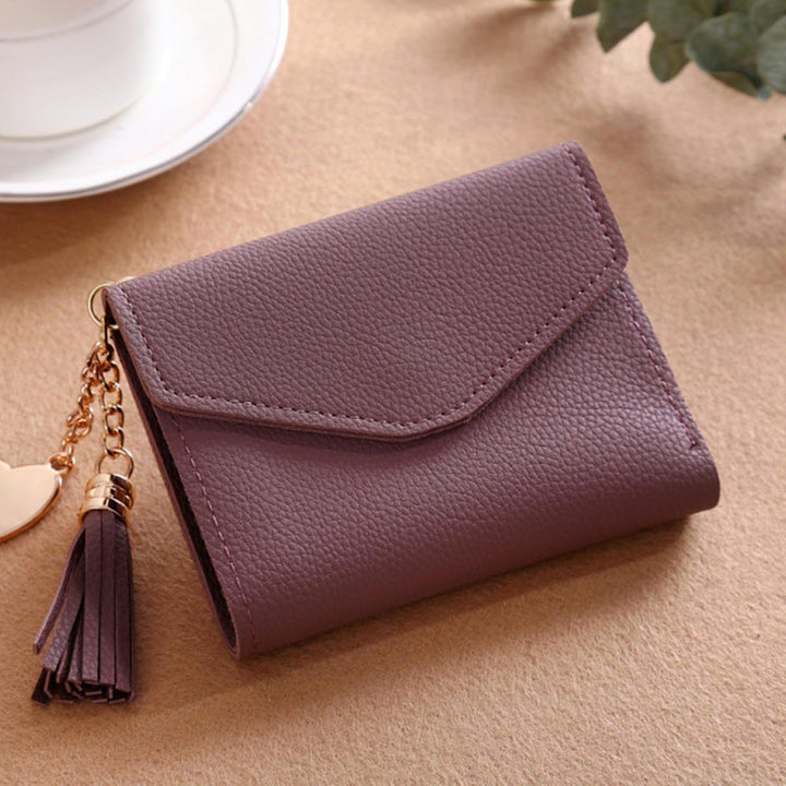 Women Tassel Small Mini Wallet Card Holder Clutch Coin Purse Leather Handbag - Trendha