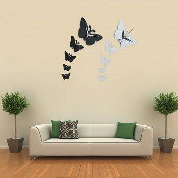 Butterfly Wall Clock Sticker Specular Surface Wall Sticker Home Decoration - Trendha