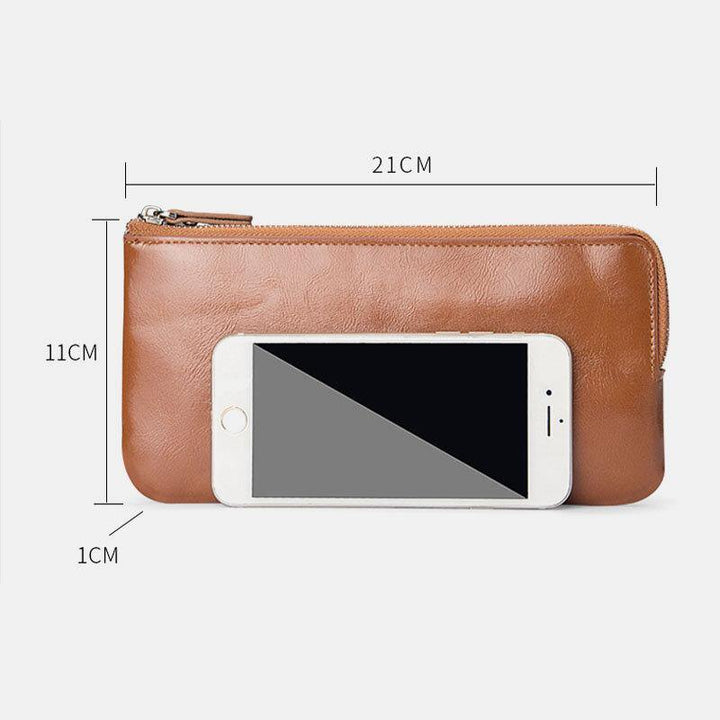 Men Fashion Long Zipper Wallet Clutches Bag Phone Bag Business Bag - Trendha