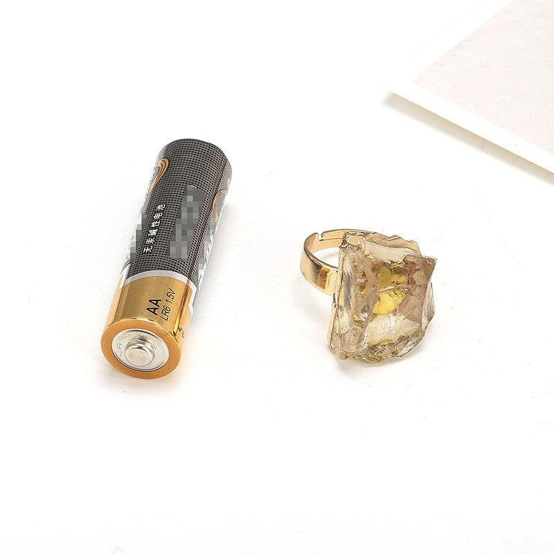 Natural Crystal Plating Rough Stone Ring - Trendha
