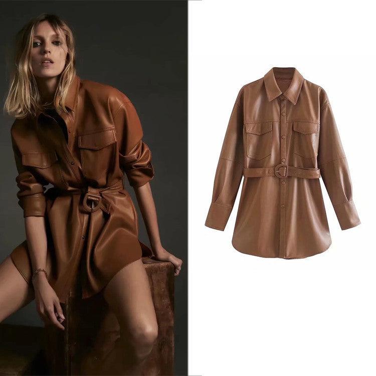 Fashion Stitching Faux Leather Jacket - Trendha