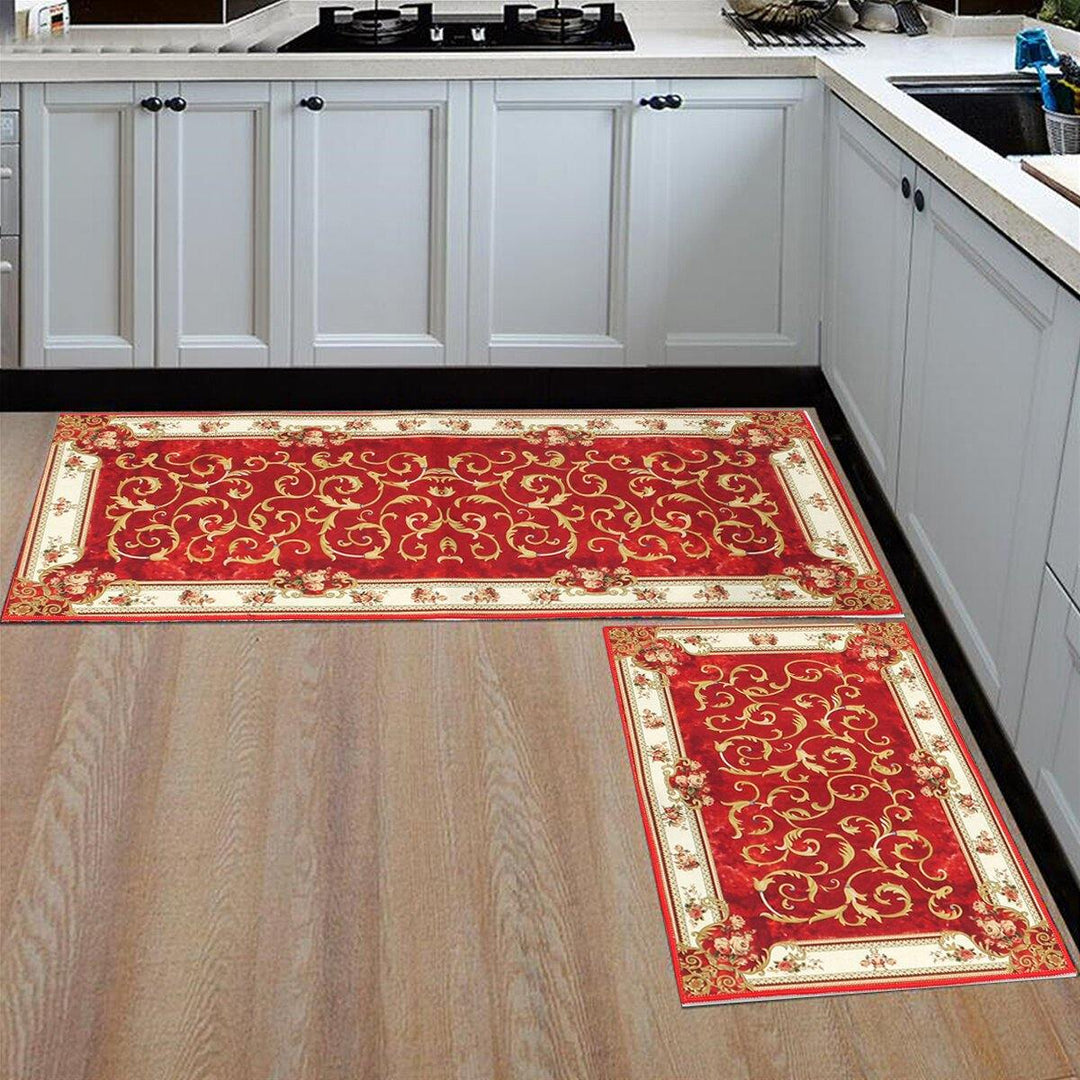 2pcs 47In Non-Slip Kitchen Mat Rubber Backing Doormat Runner Rug Set - Trendha