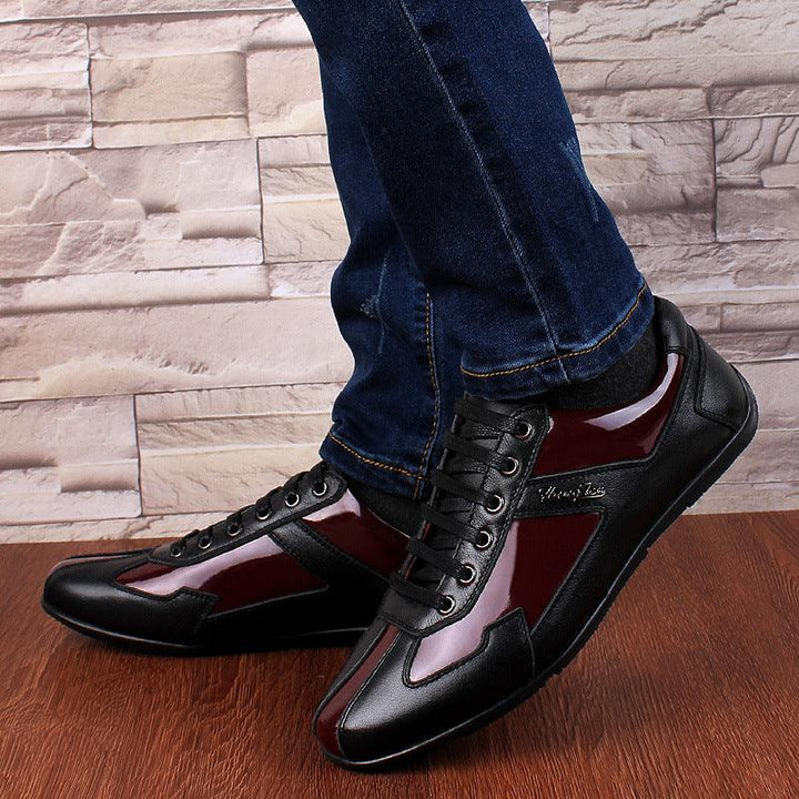 Men's first layer leather Korean shoes - Trendha