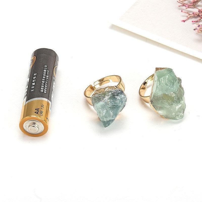 Natural Crystal Plating Rough Stone Ring - Trendha