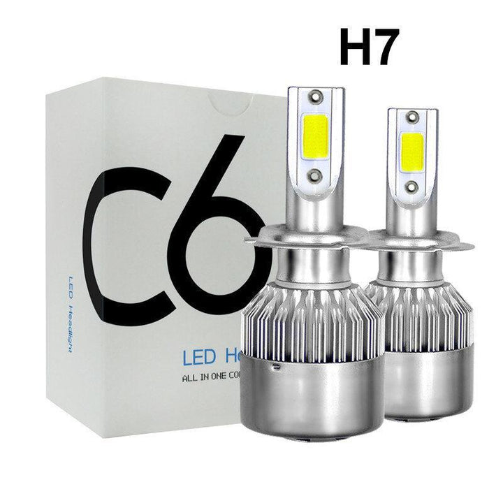 2pcs 12V/24V C6 LED Bulb H1/H4/H7/H11/9005/9006 White Headlights 72W 7200Lm COB Headlamp Auto Fog Light Lamp Bulb - Trendha