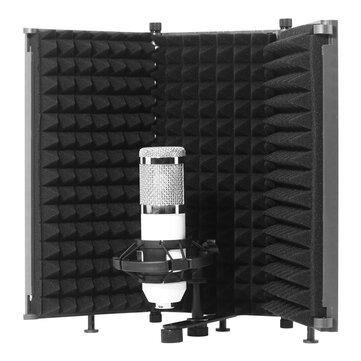Foldable Microphone Acoustic Isolation Shield Acoustic Foams Studio Panel for Recording Live Broadcast - Trendha