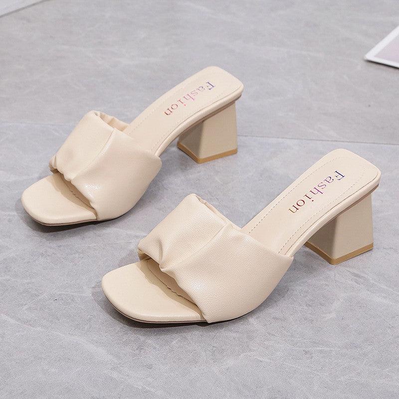 Women's Chunky Heel Square Toe Sandals - Trendha