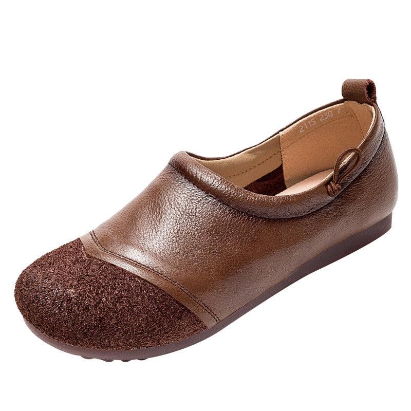 Leather Retro Casual Soft Sole Women's Shoes - Trendha