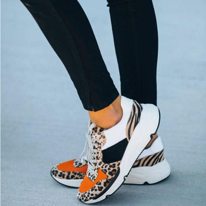 Leopard print colorblock sneakers - Trendha