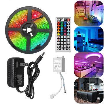 5M RGB 5050 Waterproof LED Strip Light SMD With 44 Key Remote Controller - Trendha