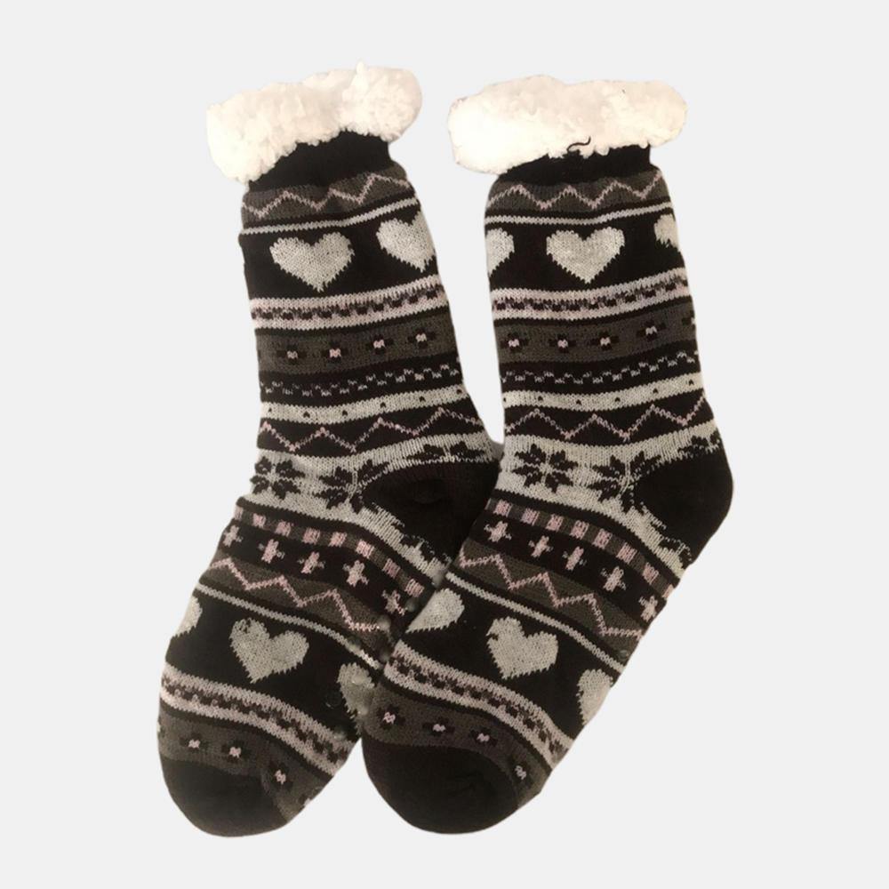 Christmas Jacquard And Velvet Anti-ski Socks - Trendha