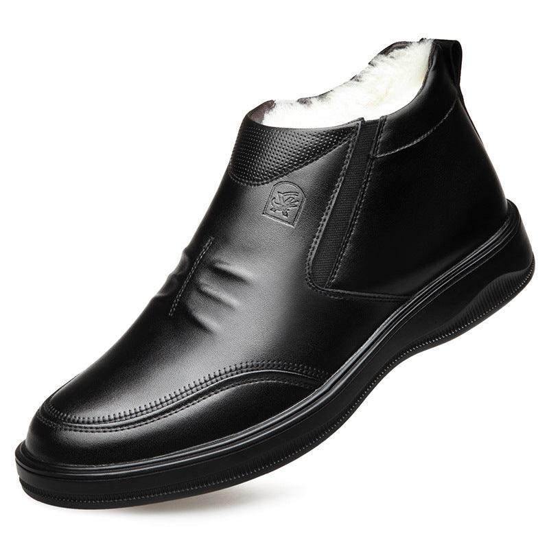 Old head cotton shoes men's winter leather casual high top