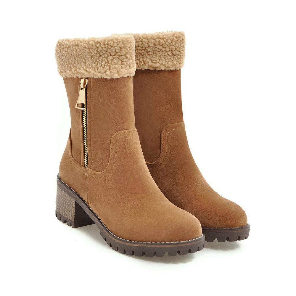 Short Plush Rubber Snow Boot - Trendha