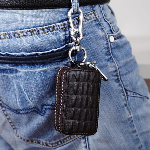 Genuine Leather Key Case Crocodile Pattern Car Key Holder - Trendha