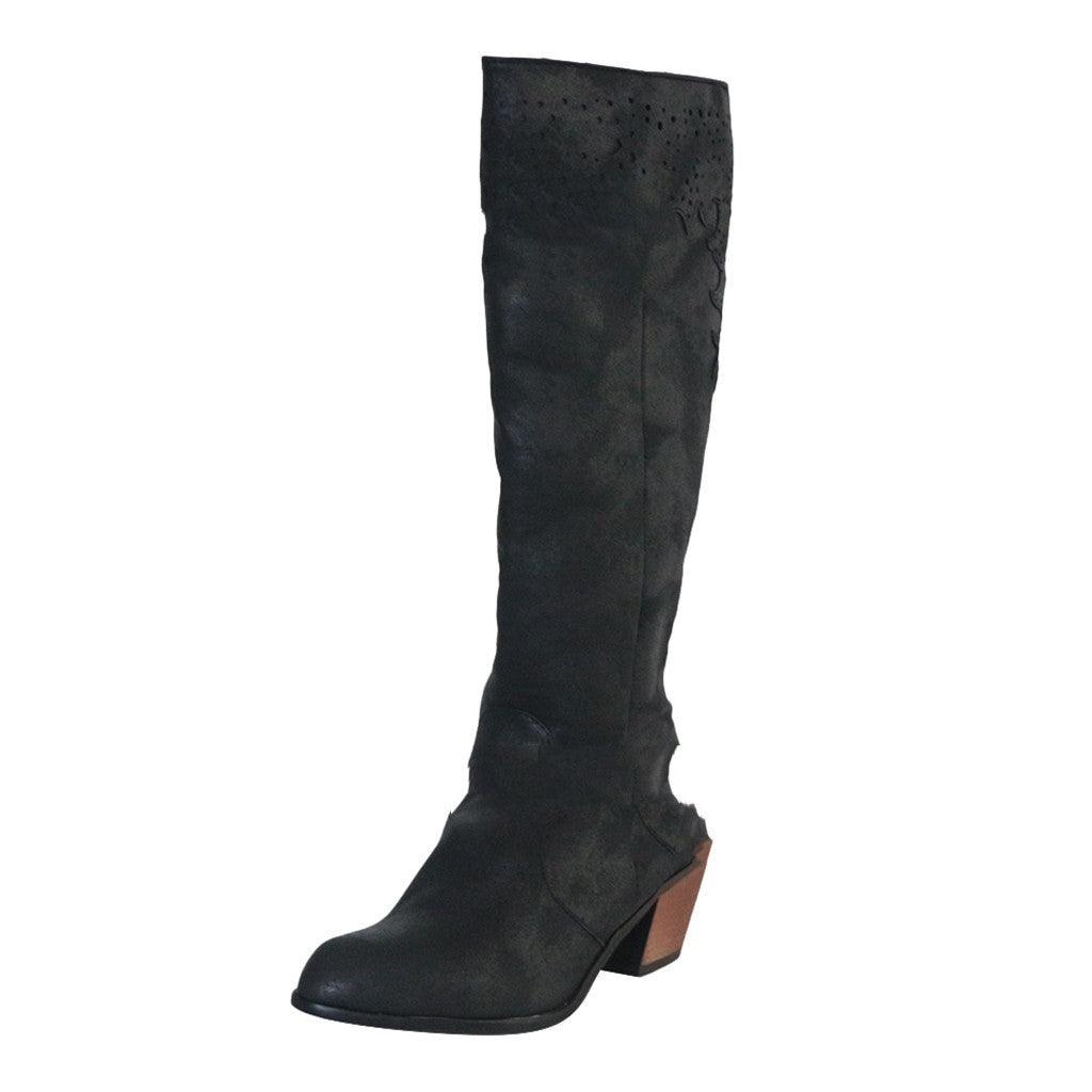 Source side zipper boots women's thick heel stand alone - Trendha