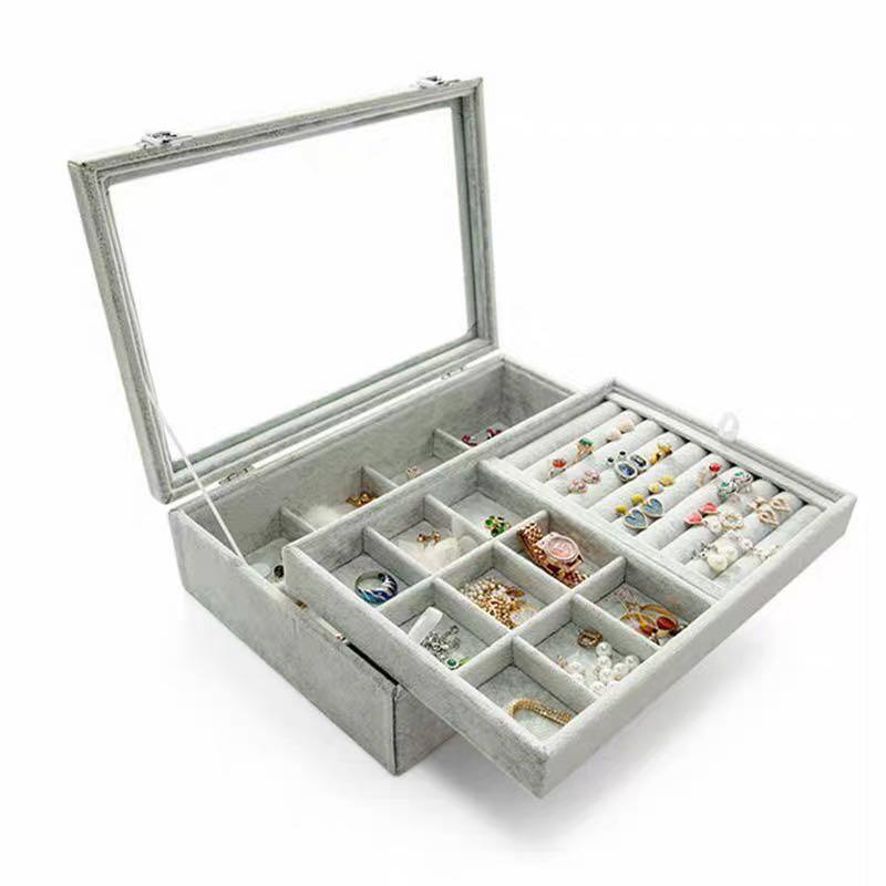 Large Capacity Jewelry Box Double Layer Flannel Box - Trendha