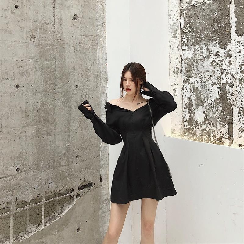 Long-Sleeve Fit-and-Flare Mini Dress