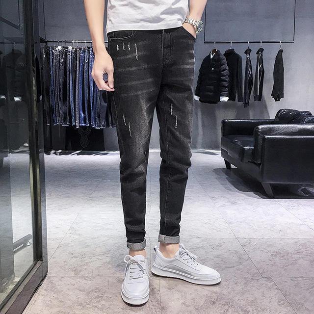 Season New Elastic Men's Jeans Casual Slim Feet Pants Trend Men's Long Pants - Trendha