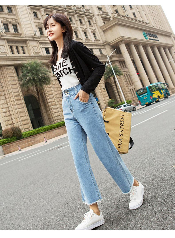 Women's Jeans High-Waisted Straight-Leg Jeans Spring Women's Cropped Trousers - Trendha