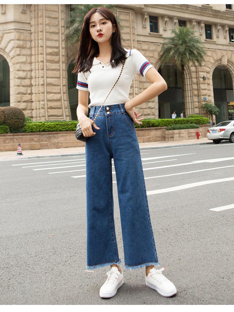 Women's Jeans High-Waisted Straight-Leg Jeans Spring Women's Cropped Trousers - Trendha
