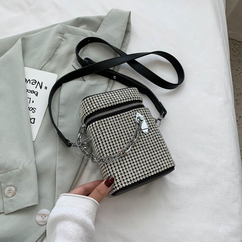 Personalized Rhinestone Shiny All-Match Messenger Bag - Trendha