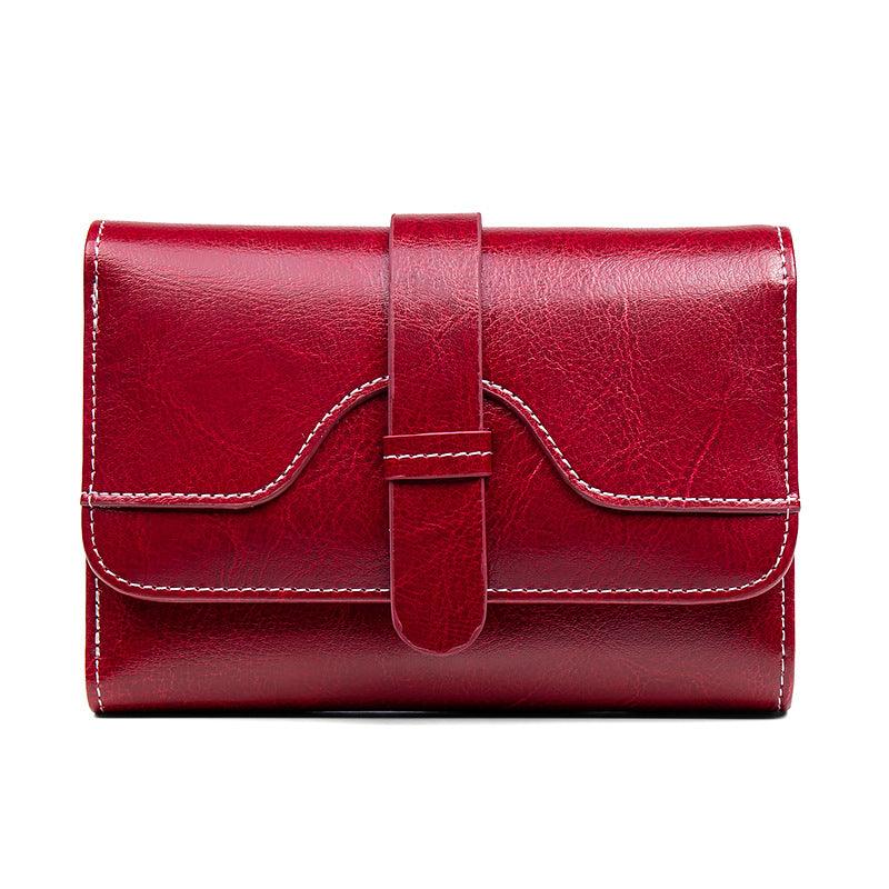 Buckle Vintage Oil Wax Leather Small Coin Wallet - Trendha