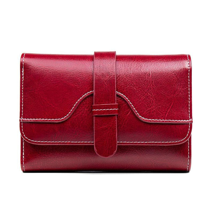 Buckle Vintage Oil Wax Leather Small Coin Wallet - Trendha
