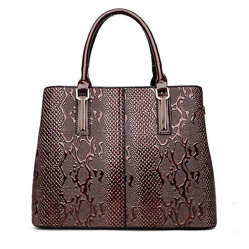 Ladies Handbag In Patent Leather Snake Print - Trendha