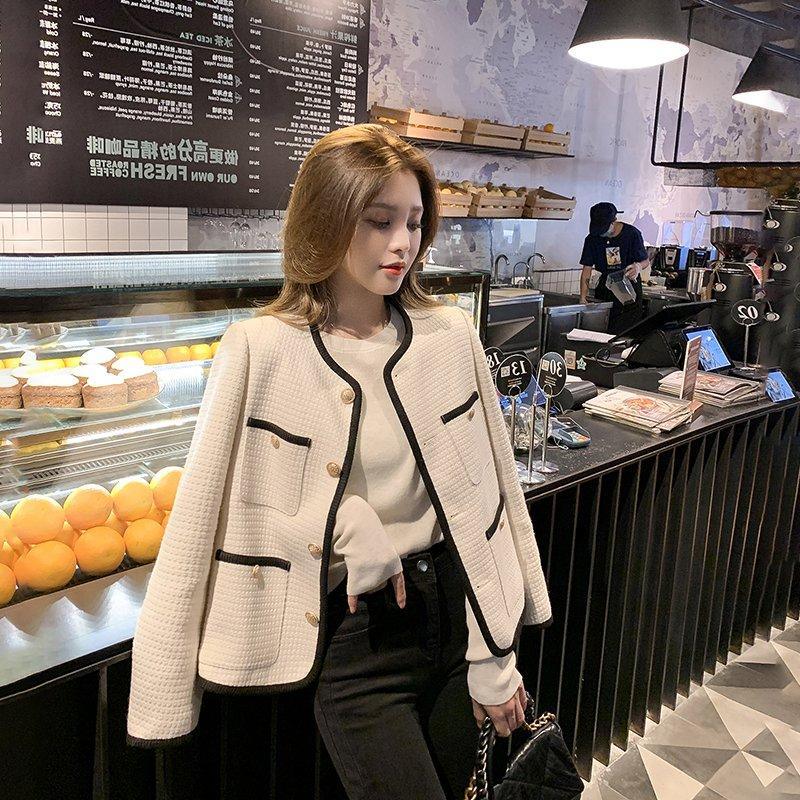 Short Coat Waffle Temperament Button Fashionable Little Woman Blouse