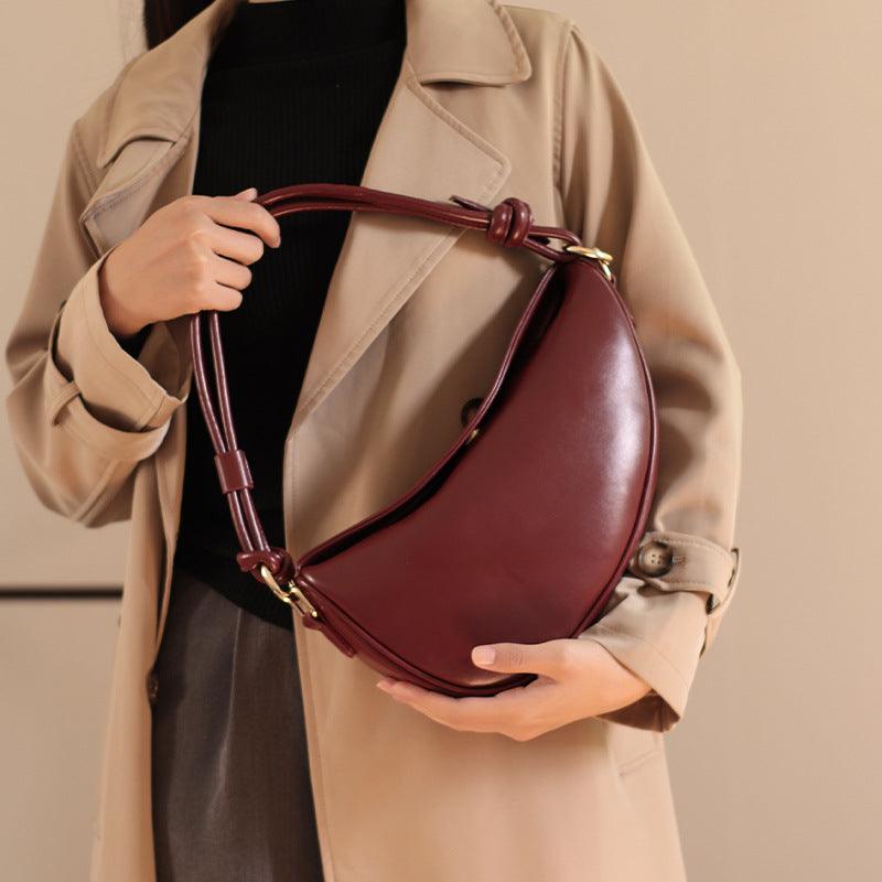 Simple Casual One-Shoulder Crescent Knotted Handbag - Trendha