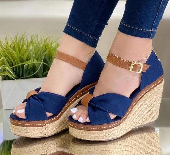Belt Buckle Wedge Toothy Sandals Women's Shoes - Trendha