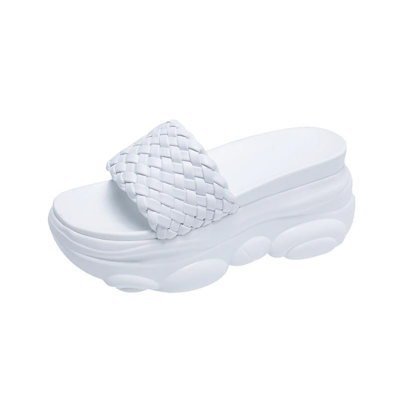 Bear Sandals And Slippers Women'S 2020 Summer New Korean Fashion Woven Thick-Soled Muffin Flat-Shaped High-Heeled Slippers Women - Trendha