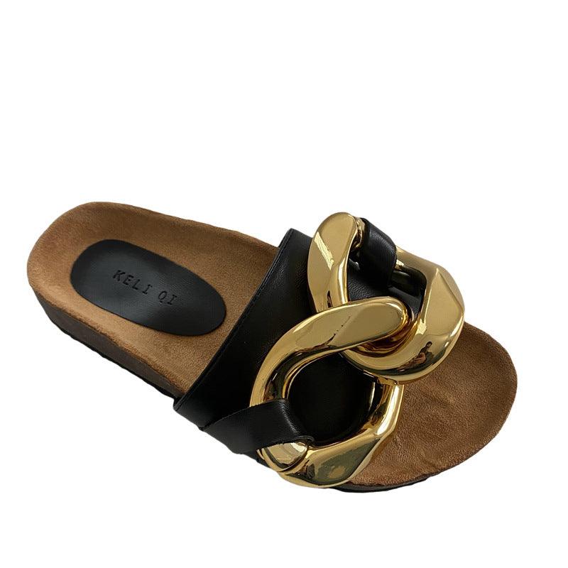 Ladies Fashion Flat-Bottom Baotou Half Slippers - Trendha