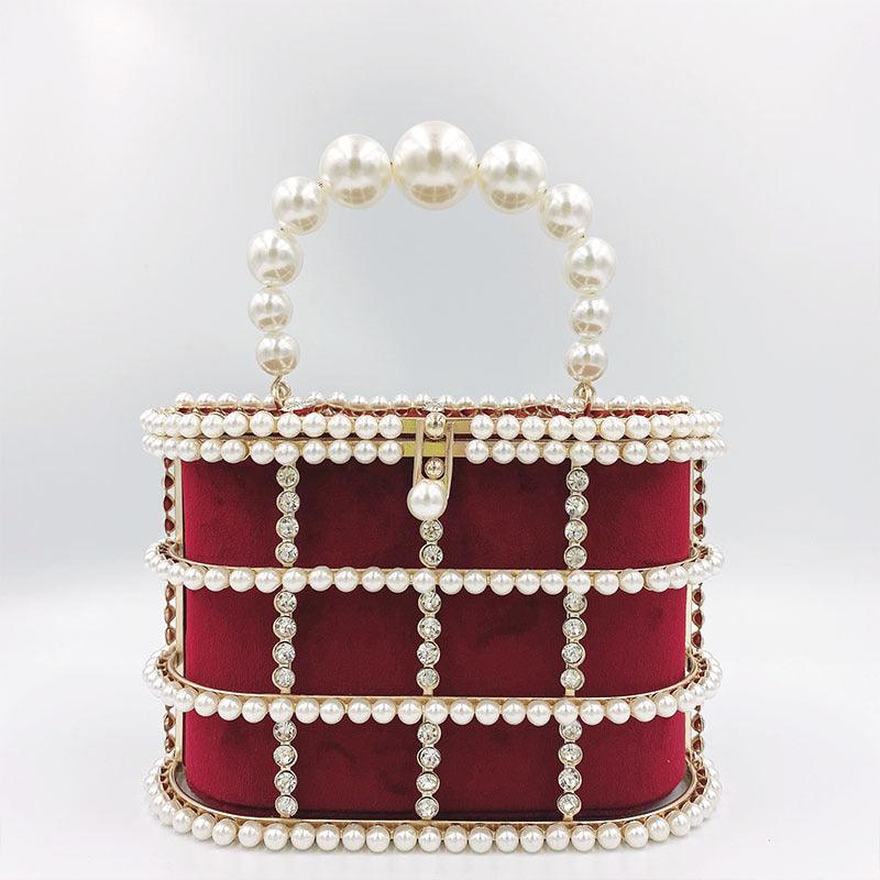 French Small Crowd Bag Large-Capacity Summer Metal Pearl Bag Wild Diagonal Dinner Bag Small Ck Net Red Same Paragraph - Trendha