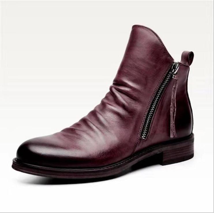 Men's Pointed-Toe Faux-Leather Ankle Boots