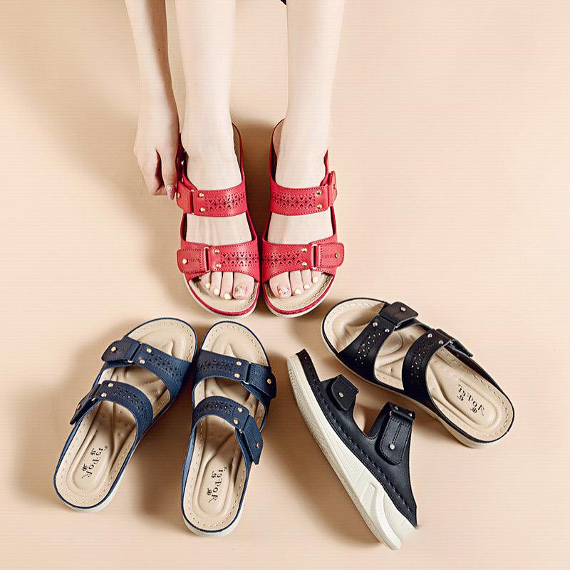 Women's Plus Sizes Casual Rivet Wedge Slippers - Trendha